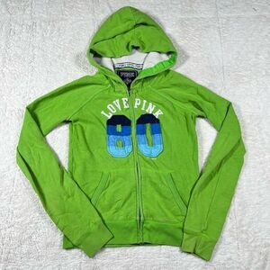 Vintage Y2K Victorias Secret PINK Green Zip Up Hoodie Sweatshirt